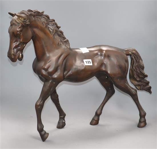 A modern bronze of a stallion height 46cm